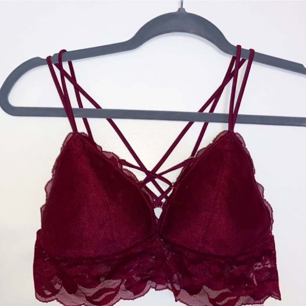 PINK Burgundy Lace Bralette